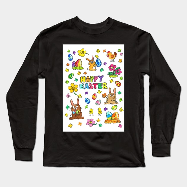 Cute Happy Easter card Long Sleeve T-Shirt by nicolejanes